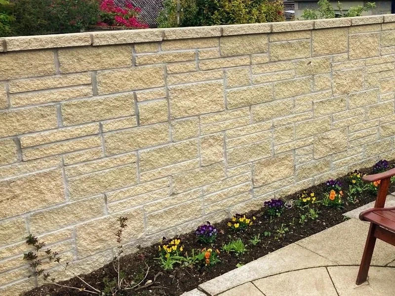 decorative sand stones patio wall